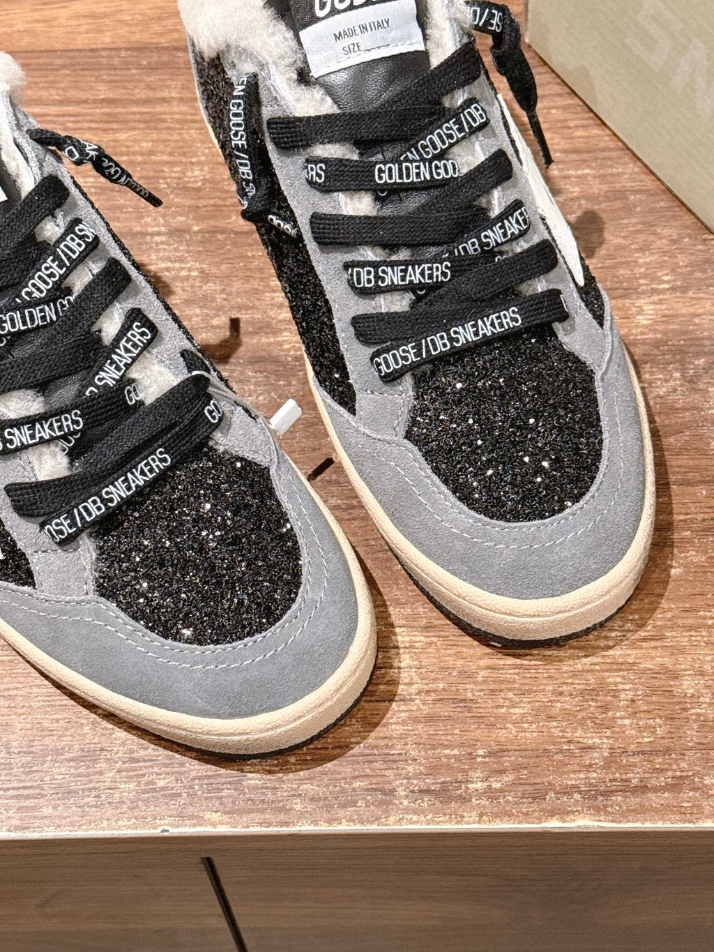 Golden Goose 2025 Wool-Lined Dirty Sneaker Light Gray mix Black Suede 444261